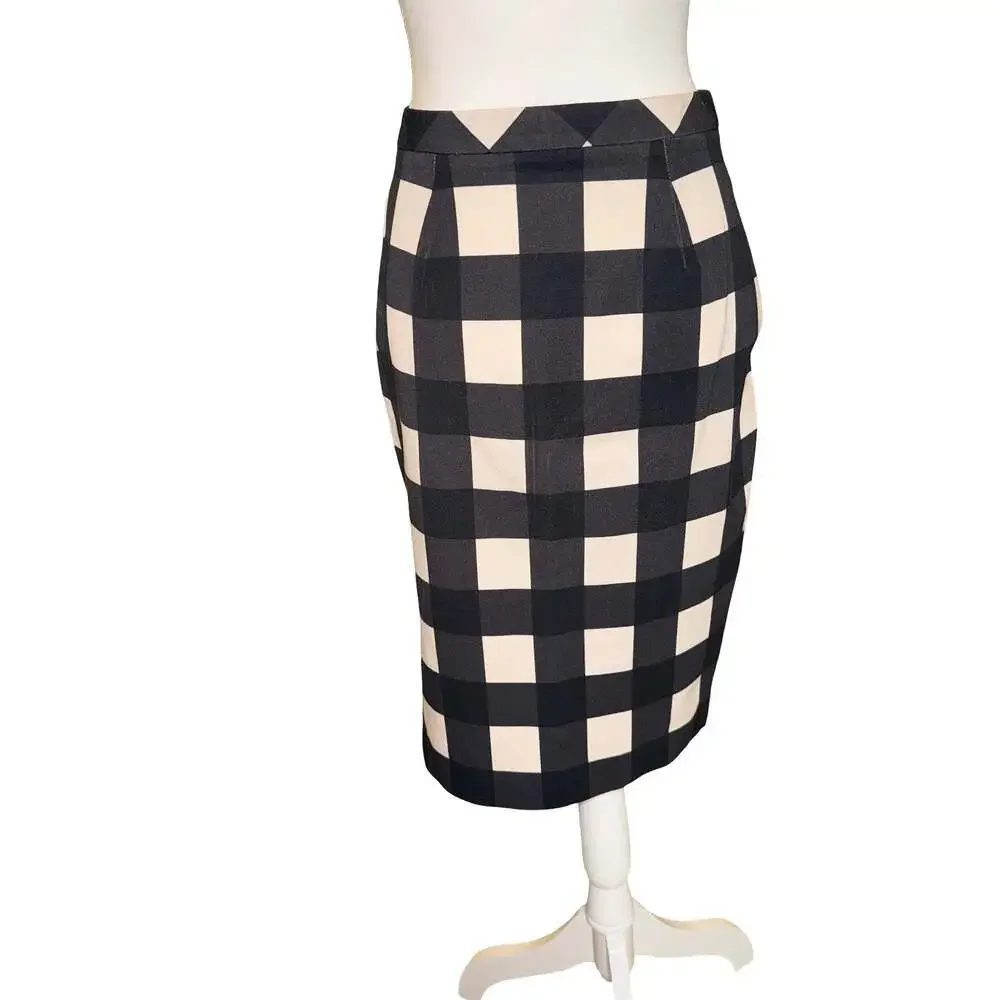 Banana Republic Black and White Buffalo Check Pencil Skirt Size 4